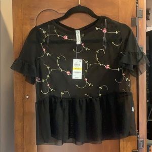 Embroidered Mesh top
